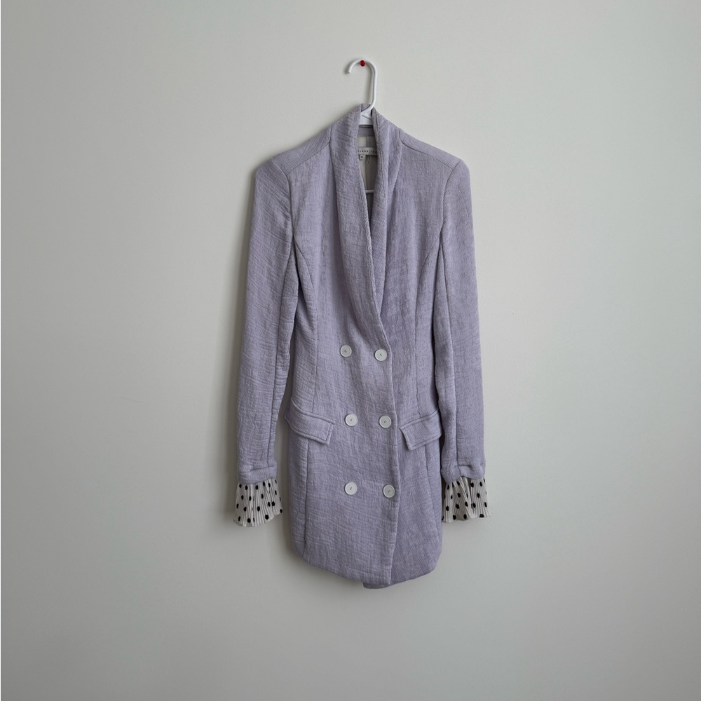 Lavender Suit Dress with Polka Dot Sleeves